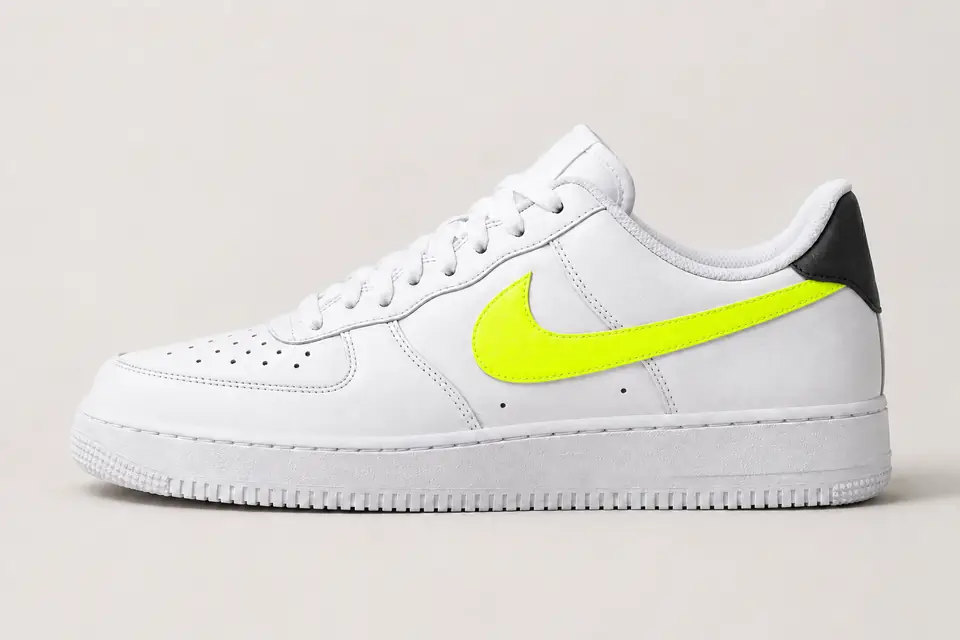 Air Force One Jaune Fluo et Noir coloris fluo, vue de profil