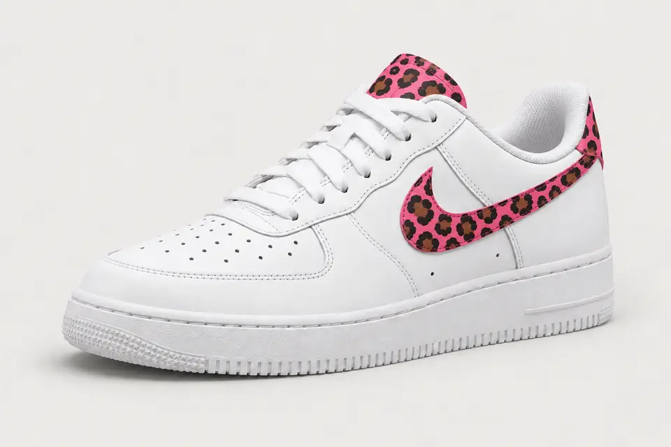 Air Force One Léopard Rose coloris rose, vue de trois quarts