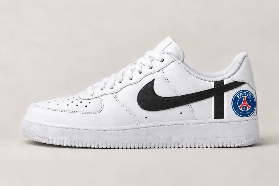 Air Force One PSG coloris noir et blanc, vue de profil