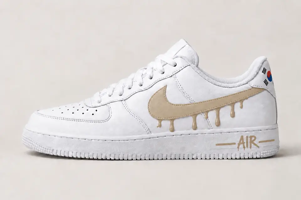 Air Force One South Korea Drip coloris beige, vue de profil