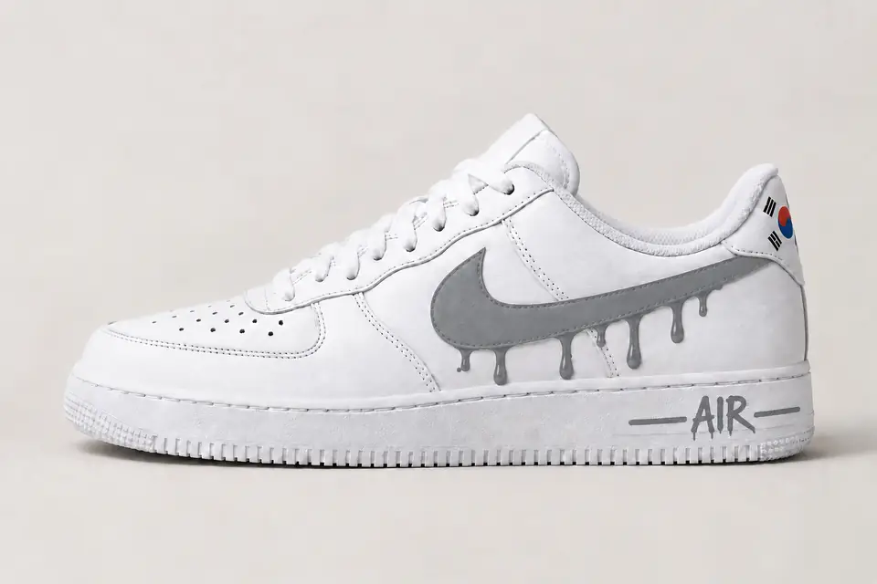 Air Force One South Korea Drip coloris gris, vue de profil