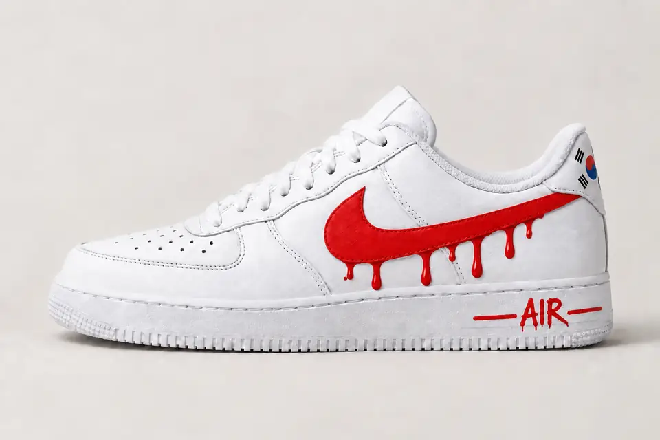 Air Force One South Korea Drip coloris rouge, vue de profil