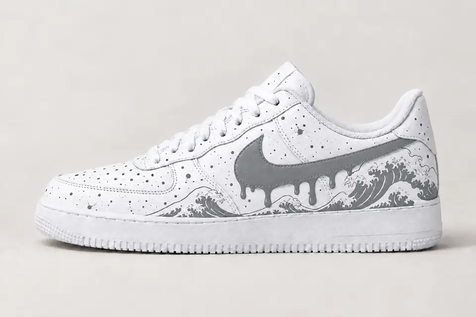 Air Force One Vague Kanagawa Drip coloris gris, vue de profil