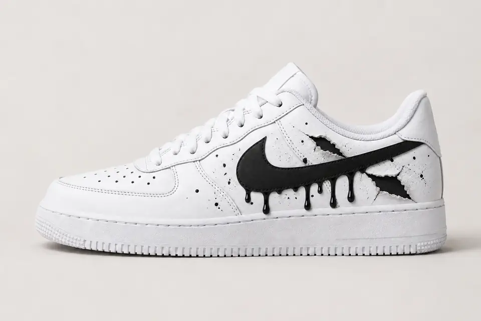 Air Force Qui Se Déchiré Drip coloris noir, vue de profil