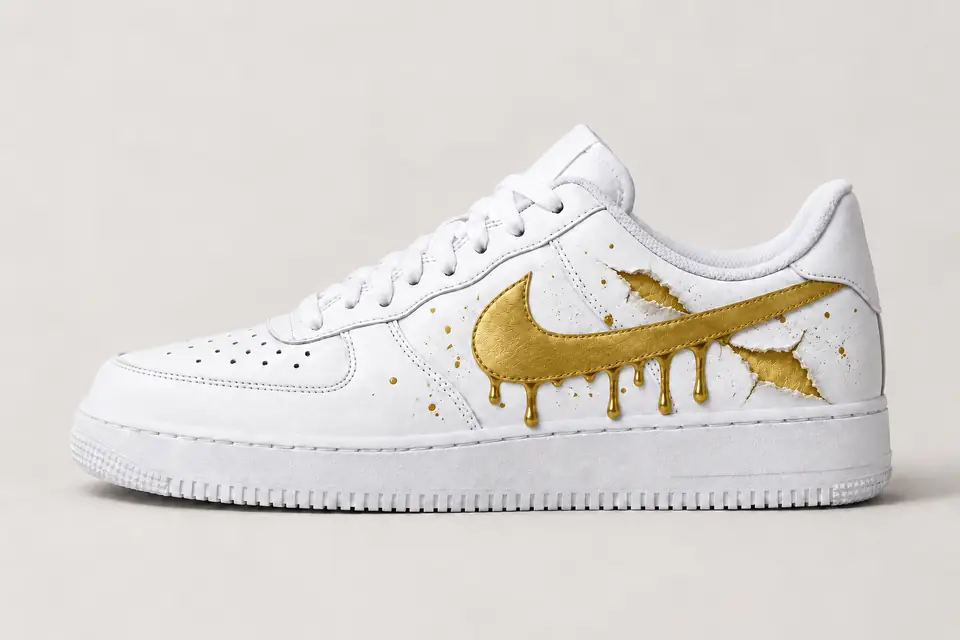 Air Force Qui Se Déchiré Drip coloris or, vue de profil