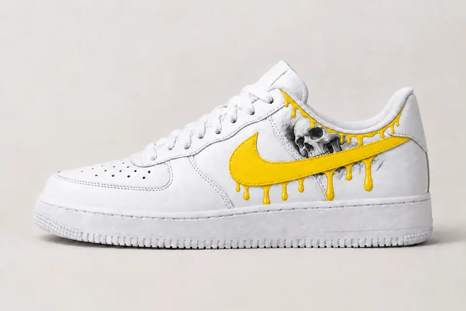Air Force Squelette Drip coloris jaune, vue de profil