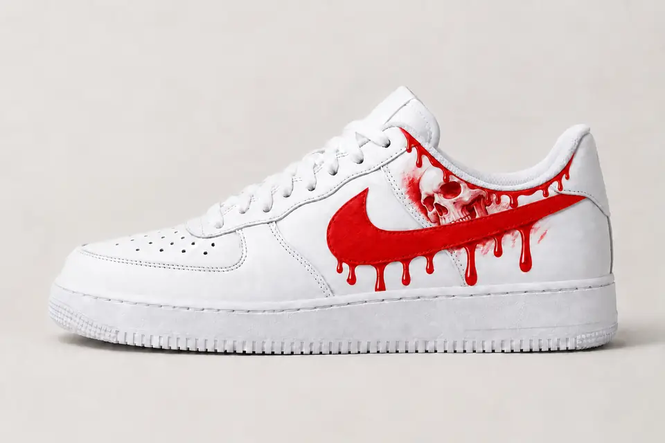 Air Force Squelette Drip coloris rouge, vue de profil
