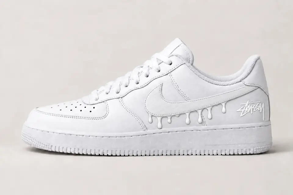 Air Force Stüssy Drip coloris blanc, vue de profil