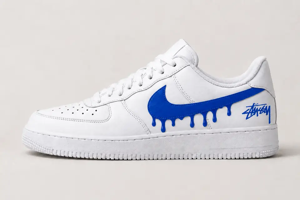 Air Force Stüssy Drip coloris bleu, vue de profil