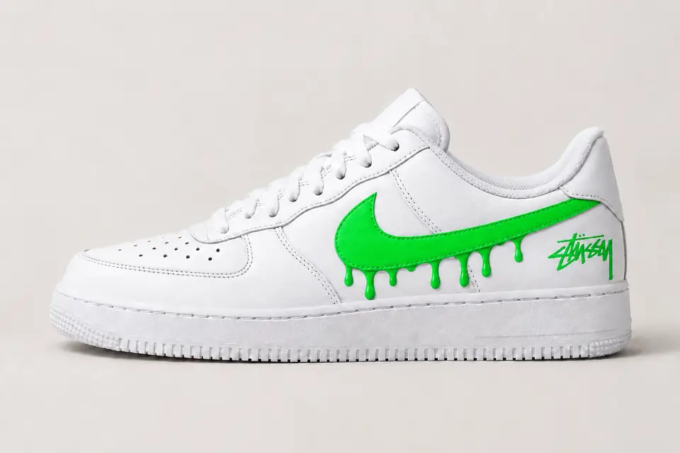 Air Force Stüssy Drip coloris vert, vue de profil