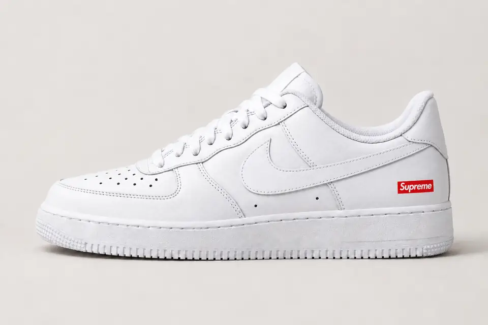 Air Force Supreme Noir Full Upper 2 coloris blanc et gris, vue de profil