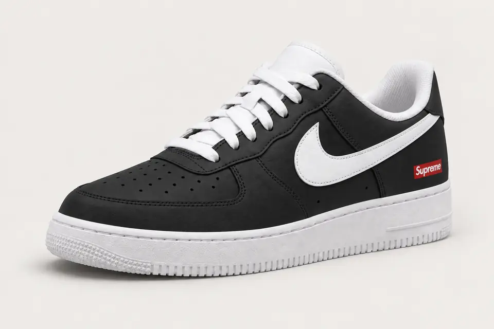 Air Force Supreme Noir Full Upper 2 coloris noir, vue de trois quarts