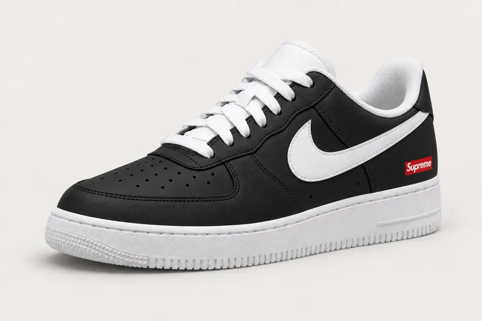 Air Force Supreme Noir Full Upper coloris noir, vue de trois quarts