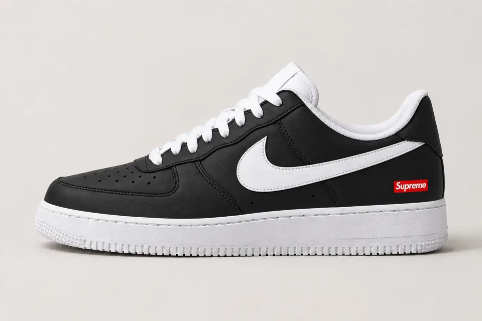 Air Force Supreme Noir Full Upper coloris noir, vue de profil