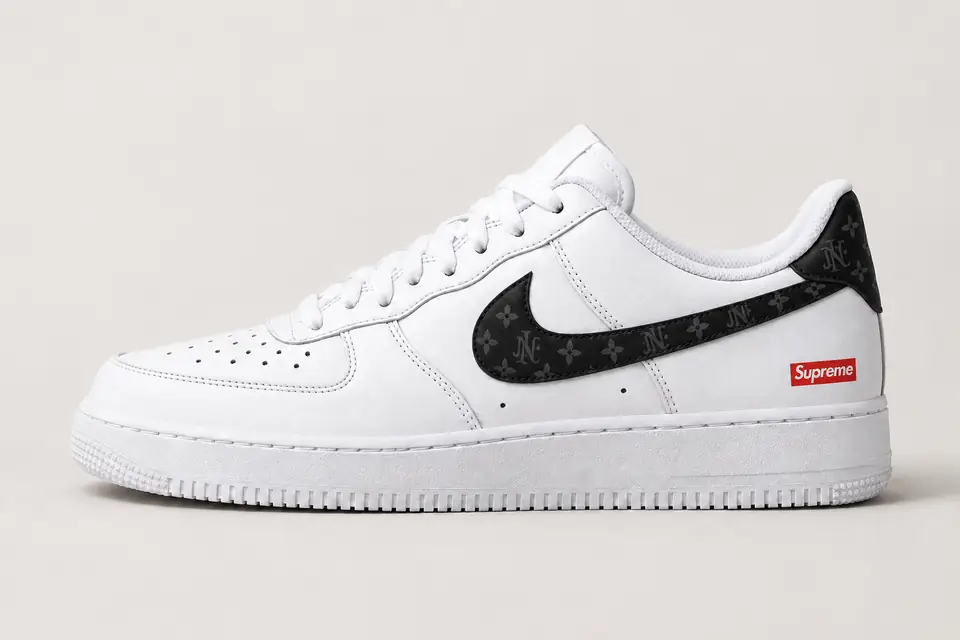 Air Force Supreme Noir Monogramme coloris noir, vue de profil
