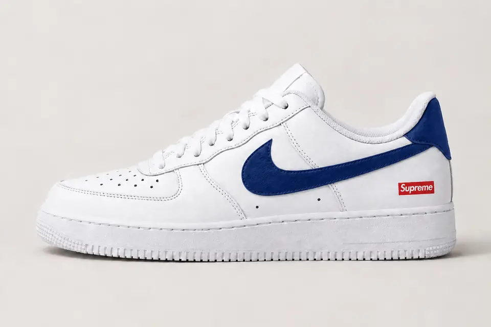 Air Force Supreme Noir Talon Peint 2 coloris bleu marine, vue de profil