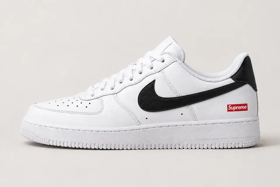 Air Force Supreme Noir Talon Peint 2 coloris noir, vue de profil