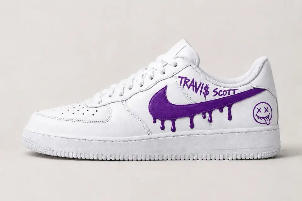 Air Force Travis Scott Drip coloris violet, vue de profil