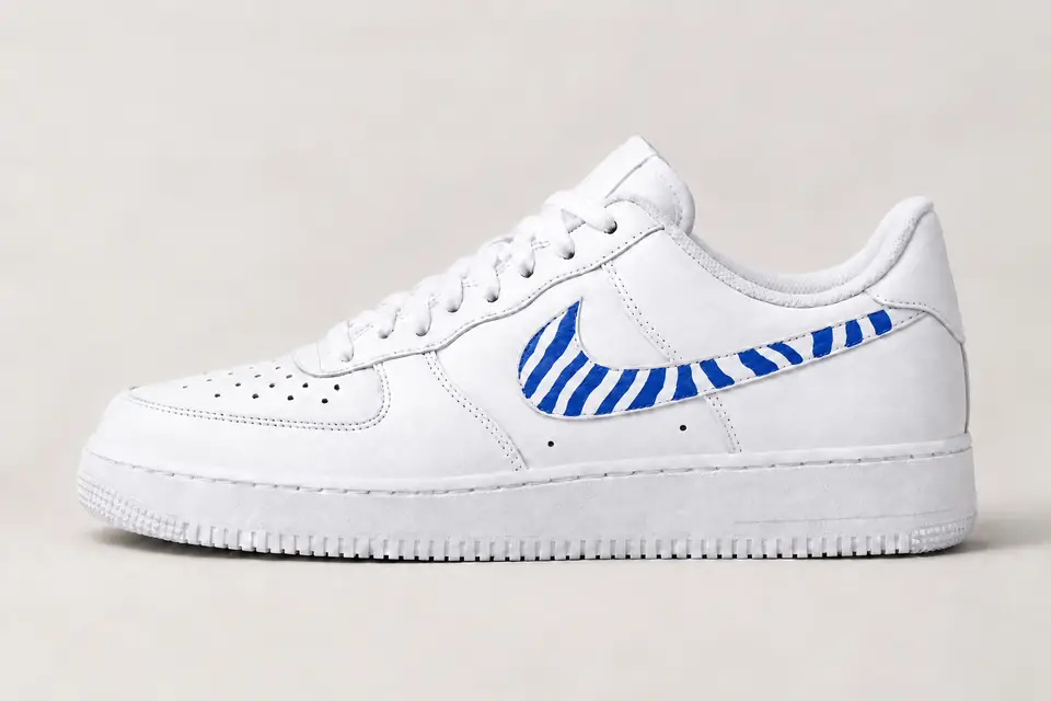 Air Force Zebra coloris bleu, vue de profil