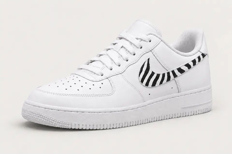 Air Force Zebra coloris noir, vue de trois quarts