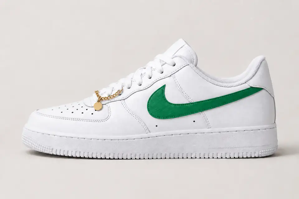 Nike Air Force 1 Femme avec Chaîne coloris vert, vue de profil