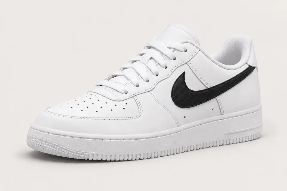 Nike Air Force 1 Junior Blanche et Noir coloris noir et blanc, vue de trois quarts