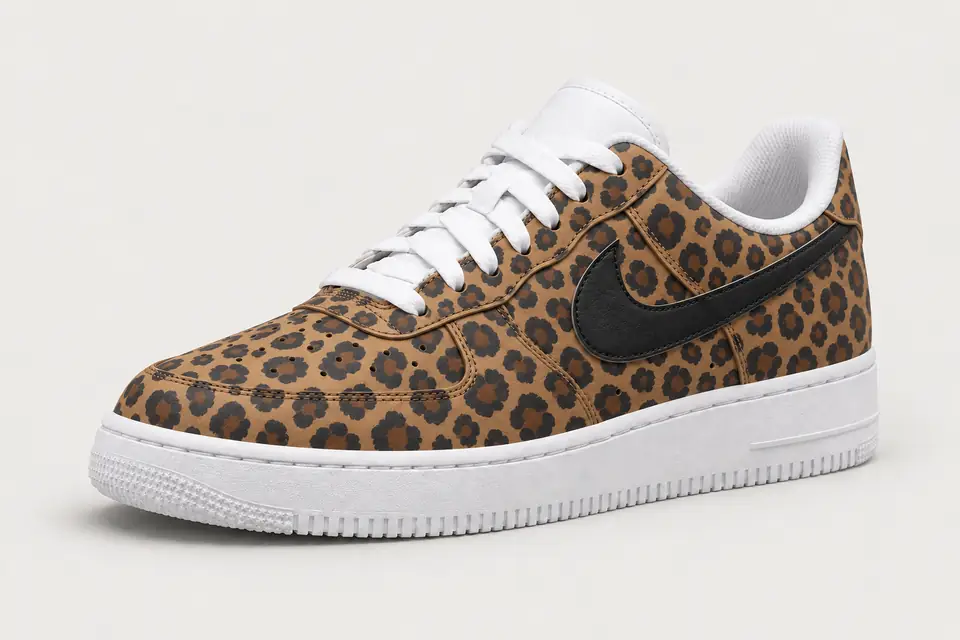 Nike Air Force 1 Léopard Femme coloris noir, vue de trois quarts