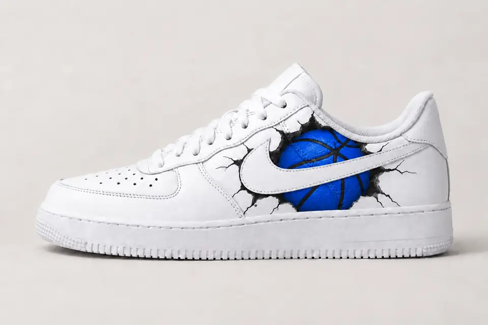 Nike Air Force 1 NBA Homme coloris bleu, vue de profil