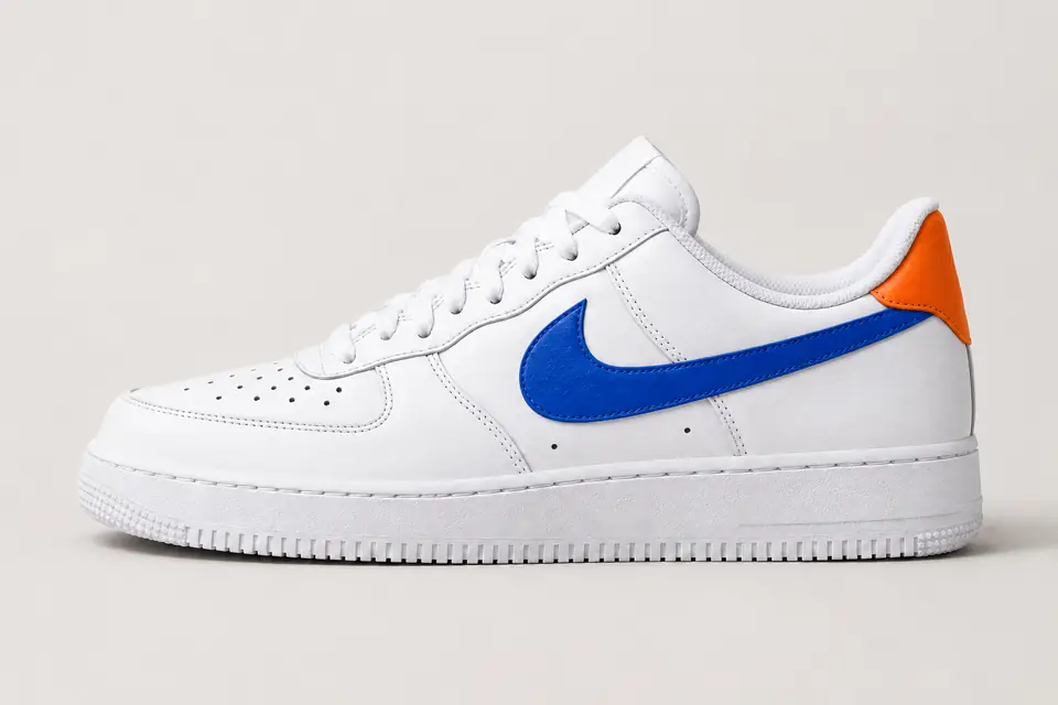Nike Air Force 1 Orange et Bleu coloris bleu, vue de profil