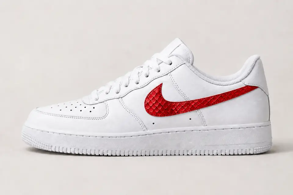 Nike Air Force 1 Snakeskin Femme coloris rouge, vue de profil