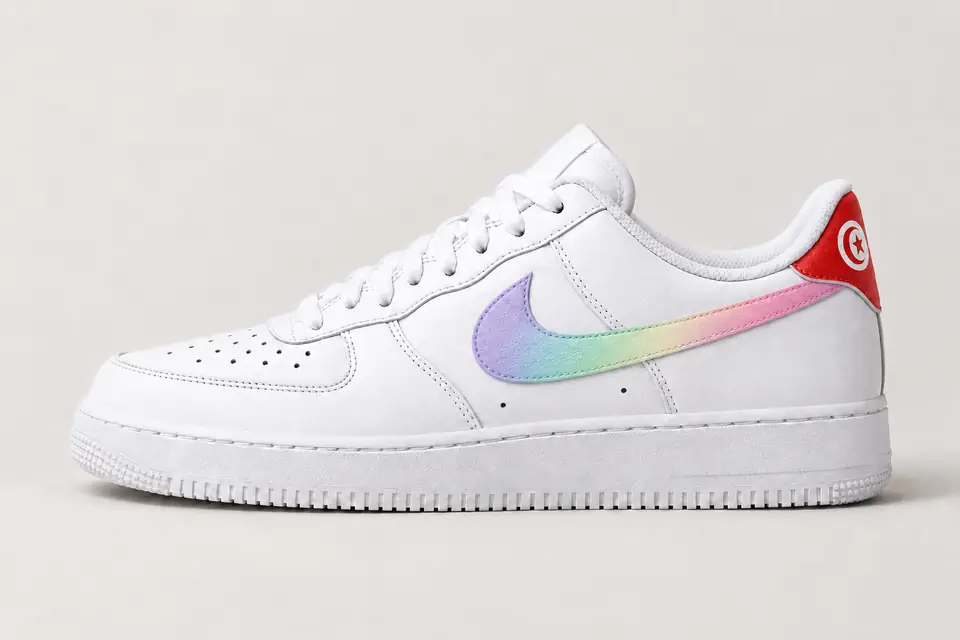Nike Air Force 1 Tunisie coloris multicolore et pastel, vue de profil