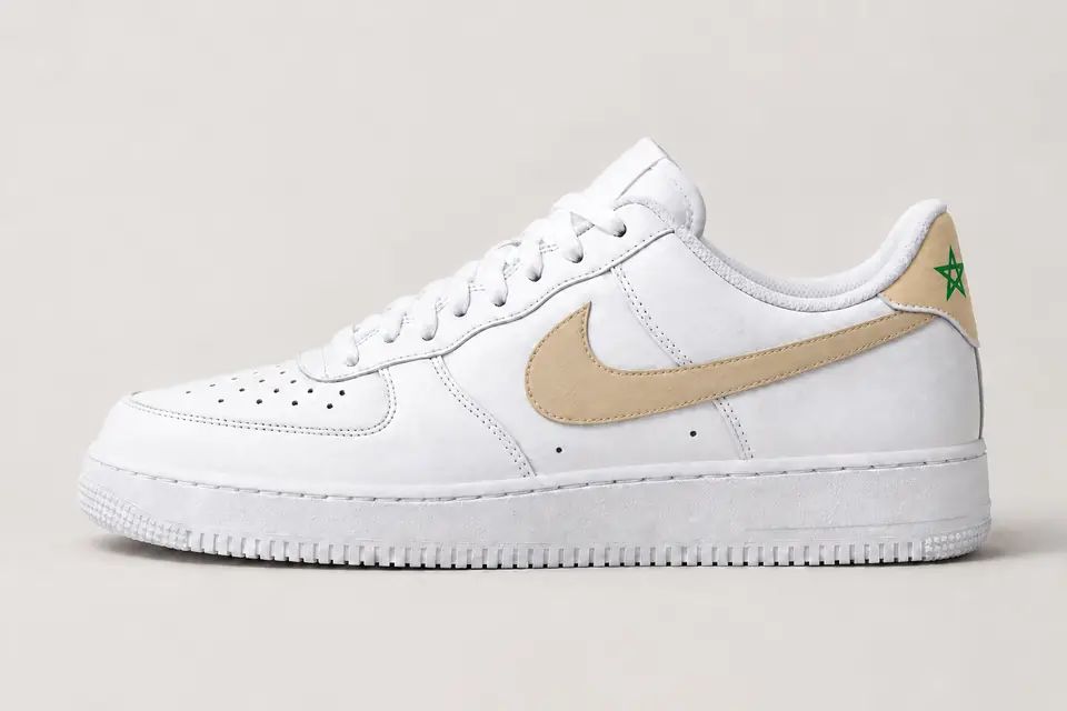 Nike Air Force Maroc coloris beige et blanc, vue de profil
