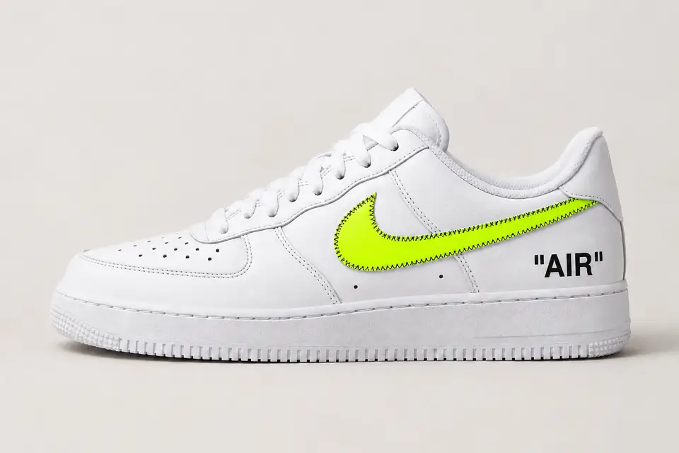 Nike Air Force Off White Fluo coloris fluo, vue de profil